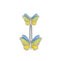 Dettaglio di un piercing all'ombelico a farfalla con smalto blu giallo e verde - 2785 Farfalla Blu Giallo Verde