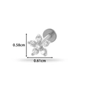 Silver stainless steel labret stud featuring a 0.61cm wide zircon flower design - Five-Petal Flower (0159-4#) / Silver