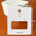 Detailed view of white jewelry display card with gold smiley icon and 925 silver text - Earring Card #10 (Approx. 100Pcs)