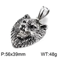 Vintage wolf head pendant in punk style stainless steel with 56x39mm dimensions - Realistic Wolf Head Pendant (No Chain) (KP52596-BD)