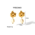 Detailed dimensions of gold twist pearl earrings showing height 2.9cm and weight 6.5g - Gold Knot Pearl Style (YYE023603)