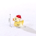 Mini resin Christmas duck figurine with red hat and 1.7cm size scale measurement - Luminous Yellow