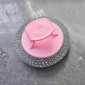Kitchen scrubbing brush with pink plastic handle and stainless steel wire ball - Short Handle Pink