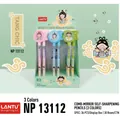 Close-up of non-sharpening pencil sets with mirror and comb toppers in three colors - 13112 Tang Dynasty Style Pencil