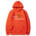 Orange Christmas hoodie with Merry Christmas graphic print and drawstring hood - S / Orange