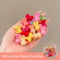 Set di 100 mini mollette a forma di coniglio colorate per capelli di bambine - 24# Mollette coniglio dalle orecchie lunghe (100 pezzi)