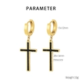 Paramètres de taille détaillés pour boucles d'oreilles croix en titane et strass - Style Croix Or Zirconia Noir (KE111089-MW)