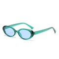 Retro oval sunglasses with transparent green frames and light blue lenses for women - Emerald Green Ocean Blue Lens