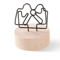 Support photo rond en bois minimaliste avec clip mémo géométrique en fer noir - Nœud