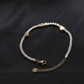Golden stainless steel LOVE bracelet with sparkling zircon stones and heart charms - Gold LOVE Heart