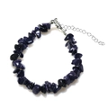 Irregular blue goldstone chip bead bracelet with adjustable lobster clasp for women - Blue Sandstone