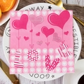 Pink heart patterned napkins with LOVE text displayed on a table for Valentine decor - Pink Hanging LOVE Heart Style (QRJ01-9)