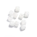 Macro shot of 15mm white natural stone dice beads for creative DIY jewelry crafts - White Crystal