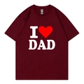Men's oversized burgundy cotton T-shirt featuring a white I Love DAD print design - XS / Wine Red (I Love Dad)