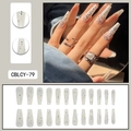 Silver glitter long ballerina press-on nails set with 24 pieces for manicures - CBLCY-79 Silver Glitter Style