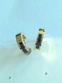 Minimalist gold and black stainless steel hoop earrings for couples with square patterns - Gold Square Zircon / Gold + Black Rhinestone