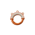 Brown circular spring ring clasp with a colorful rainbow accent for DIY keychains - Orange