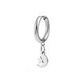 Polished stainless steel hoop earring with moon and star pendant on white background - Star and Moon