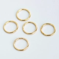 Detailed macro view of five shiny golden metal jump rings for jewelry making and hair braiding - Round / Gold Circle (6261)