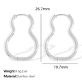 Minimalist silver stainless steel gourd hoop earrings in a sleek polished finish - EH827 Gourd Shape / Silver