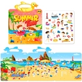 Reusable summer beach jelly sticker book for kids with portable handle and vibrant scenes - Summer Time