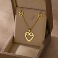 Golden heart and infinity necklace and earring set in a gift box for women - Heart Infinity (TZ-491)
