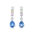Orecchini a pendente in argento S925 con pietra blu a pera e zirconi colorati - Argento Blu