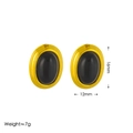 Détail de boucles d'oreilles rétro dorées avec agate noire et dimensions - Boucles d'Oreilles Clous Or Agate Noire