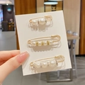 Three-piece set of elegant gold safety pin brooches with white pearls and rhinestones - Style 24 - 11th Set 3 Pcs