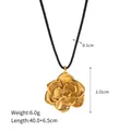 Eleganter Kamelien-Anhänger in Gold mit verstellbarer schwarzer Kordelkette für Damen - Schwarze Kordel Kamelien Halskette