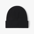 Classic black ribbed knit beanie with a folded cuff design for winter warmth and comfort - Black