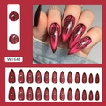 Donkerrode cat eye kunstnagels met zwart spinnenweb ontwerp voor Halloween thema - Lijm Type / Donkerrood Spinnenweb (W1641)
