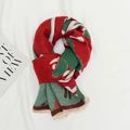 Sciarpa invernale per bambini con stampa floreale rossa e verde e frange - Rosso