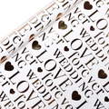 White gift wrapping paper with rose gold foil LOVE lettering and heart patterns - Love Letter Theme; 43CM*3M