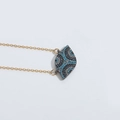 Golden choker necklace with evil eye pendant featuring blue and silver rhinestones - Oval (Gunmetal Black)