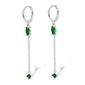 Elegante Tropfenohrringe aus 925er Sterlingsilber mit polierten grünen Zirkonia-Steinen - Grüner Zirkonia - Versilbert