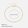 Minimalist double-layer stainless steel beaded bracelet with gold plating and adjustable chain - Single Layer / 14K Gold
