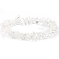 Detailed macro shot of irregular clear quartz crystal beads on an elastic bracelet - White Crystal