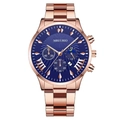 Men's fashion steel watch with dark blue sunray dial and rose gold metal strap - Blue Dial Rose Gold Hands Rose Gold Strap (Flat Lug)