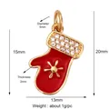 Gold-plated red Christmas glove pendant with sparkling white rhinestones and snowflake - Gold Christmas Sock M844322G