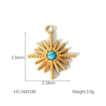Details von goldenem Sternanhänger mit Türkisinlay und präzisen Größenmessungen - Groß Türkis Sonne Stil (HC-N40186)