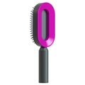 Spazzola per capelli ergonomica grigio scuro e rosa con testina massaggiante a O - Pettine a cuscino d'aria cavo / Nero Viola