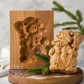 Rectangle beech wood cookie cutter featuring a snowman pattern with baked gingerbread - Snowman