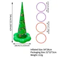 Inflatable Christmas tree ring toss game with green base and four colorful rings - Christmas Ball Hat Ring Toss (4 Rings)