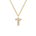 14K gold plated stainless steel necklace featuring a letter T pendant with inset crystals - Letter T-14K Gold