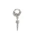 Gothic punk silver skull hoop earring with long sword pendant for men and women - Dragon Sword / Earring (Pierced) / Steel