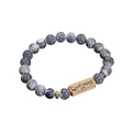 Natural dragon vein agate beaded bracelet with gold bar engraved with Confident - Dragon Vein Agate-Confident