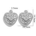 Polished silver heart pendant with hollow relief floral pattern, size 19.5x18.5mm - Embossed Heart Flower 597 / Silver