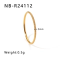 2mm thin twisted 18K gold stainless steel ring with micro-shimmer frosted finish - US 6 / Gold Frosted Slim Band Style (NB-R24112)
