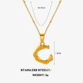 Gold stainless steel bamboo letter C necklace with 40+5cm chain and 1.8cm pendant - Letter C (Gold)